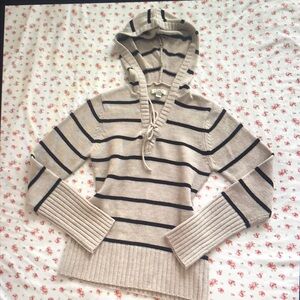 Striped Beige and Black Women's Sweater